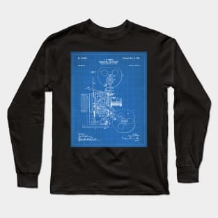 Film Camera Patent - Film Lover Cinema Student Art - Blueprint Long Sleeve T-Shirt